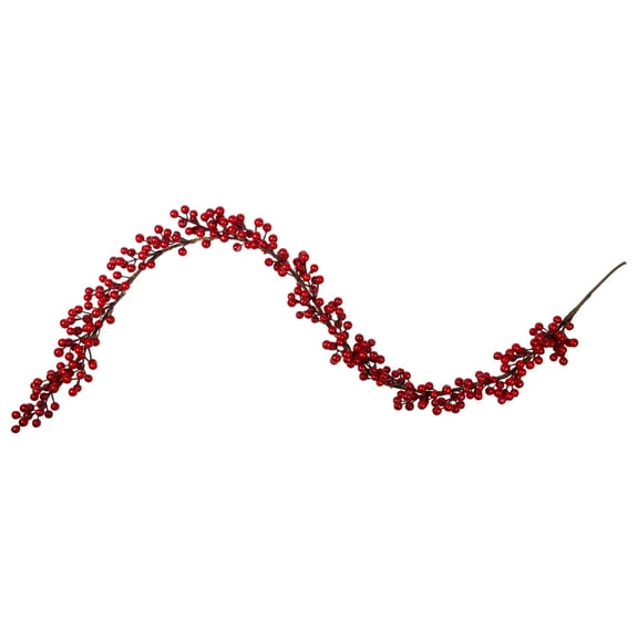 5' Shiny Red Berries Artificial Winter Christmas Garland - Unlit