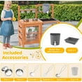 thumbnail image 6 of OLAKIDS Mud Kitchen for Kids Outdoor, Wooden Toddler Play Kitchen with Sink Faucet 12 Pots Chalkboard Stoves Storage Shelves, Children Potting Bench Table Pretend Toy Playset for Backyard Garden, 6 of 9