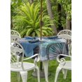thumbnail image 3 of Outdoor Tablecloth with Umbrella Hole for Patio/Picnic/Party/Camping, Abstract Boho Waterproof Table Cloth Round Cover Washable, Flowers Blue Polka Dots Grey Wood Plank (Dia 54"), 3 of 9