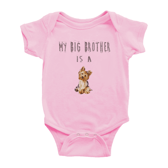 My Big Brother Is A Yorkshire Terrier Dog Funny Baby Bodysuit Boy Girl Unisex