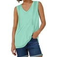 thumbnail image 5 of MESSUEN Sleeveless Tops Women Tank Tops Loose Fit V-neck Raglan Summer Pleated Tank Tops for Women 2024 Loose Fit V Neck Sleeveless Tops Flowy Basics Womens Tops Womens Tops Mint Green S, 5 of 5