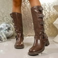 thumbnail image 6 of Tawop Womans Boots Knee High Chunky Low Heel Buckle Square Toe Winter Boots, 6 of 9