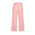 thumbnail image 5 of ZACPNCV Teen Girls Casual Cotton Linen Pants Lightweight Summer Loose Fit Elastic Waist Solid Lounge Long Trousers Pink 13-14 Years, 5 of 8