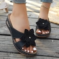 thumbnail image 2 of Modisza Women Orthopedic Wedge Floral Sandals Wide Width Comfortable Beach Slides Summer Dressy Slippers Walking Shoes size 6.5 Black, 2 of 7