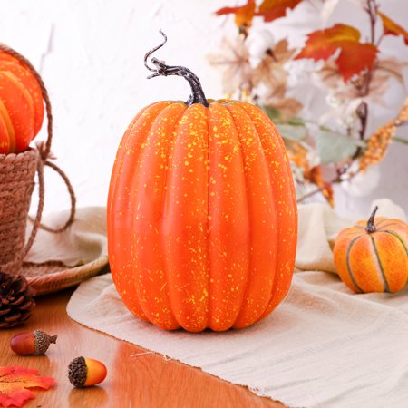 8 Inch Large Artificial Pumpkins Decor Foam Fake Decorative Pumpkins for Halloween Autumn Harvest Home Decorations