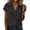 Dark Gray, variant on Women Elegant V Neck Button Down Blouse Solid Color Summer Short Sleeve Tops
