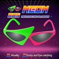 thumbnail image 4 of 6 pares de gafas de sol novedosas de fiesta de los años 80, gafas asimétricas de color rosa fuerte y verde neón, gafas divertidas, gafas de sol de los años 80, gafas de sol novedosas para hombres, gaf, 4 of 5