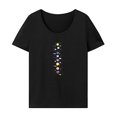 thumbnail image 1 of Camiseta para mujer, ropa de verano, Top de manga corta para vacaciones, playa, trabajo, mujer Negro, 1 of 7