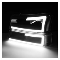 WaiRitoday LED DRL Compatible with 03-07 Chevy Silverado Avalanche Headlight Bumper Lamps Black/Clear