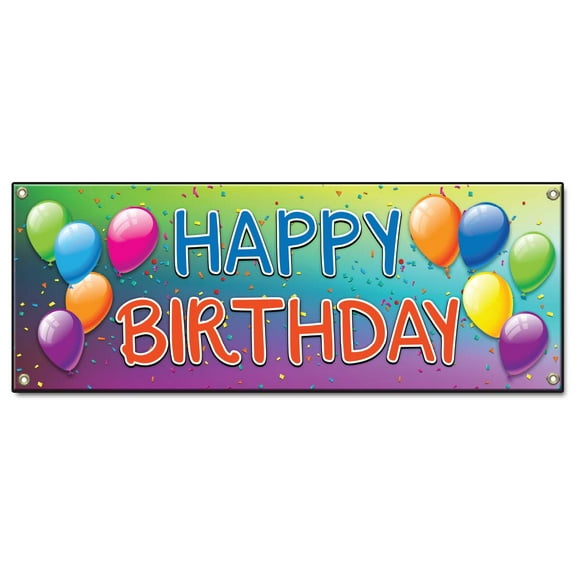 Happy Birthday | 24" X 72" Banner | Heavy Duty 13oz. Outdoor Vinyl Single Sided With Grommets | Made in The USA