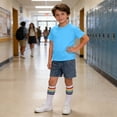 thumbnail image 4 of Bixock Toddler Boys Girls 2-piece Summer Set,Kids Clothings Set,Crew Neck Short Sleeve Top Denim Shorts and Long Socks Casual Matching Outfits for Boys and Girls Kids Clothings 2-10 Years, 4 of 7