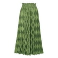 thumbnail image 2 of Womens High Waist Pleated Long Skirt Diamond-Printed Elastic Waisted Maxi Skirt Boho A-Line Flowy Skirt Casual Beach Skirt, S-2XL, 2 of 7