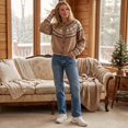 thumbnail image 5 of Textilo Women's Fair Isle Cardigan Sweaters Long Sleeve Crew Neck Button Up Sweater Ribbed Knit Geometric Pattern Coats Lightweight Soft Cozy Y2k Fall Winter Outerwear,Camel XL, 5 of 7