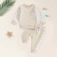 thumbnail image 2 of TOWED22 Baby Boy Clothes Fall Clothes Truck Print Long Sleeve Pullover Tops + Pant Sets Toddler Winter Outfits Size:12-18 M,Color:Beige, 2 of 5