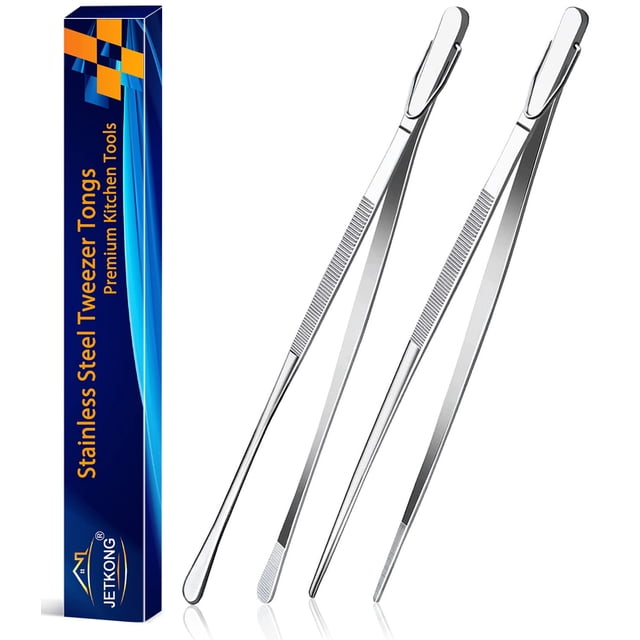 Pinzas de cocina JETKONG, pinzas finas, 30 cm, acero inoxidable