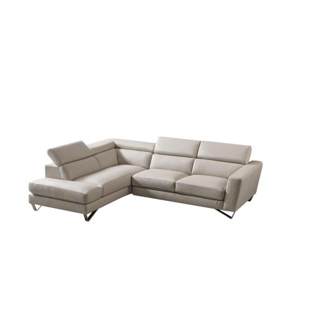 Light Gray Genuine Leather Right Sitting Sectional American Eagle EK-L8010R-LG