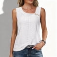 thumbnail image 4 of MaFYtyTPR Women's Sleeveless Tops Summer Solid Color Casual Eyelet Button Loose Tank Top for Women White L, 4 of 5
