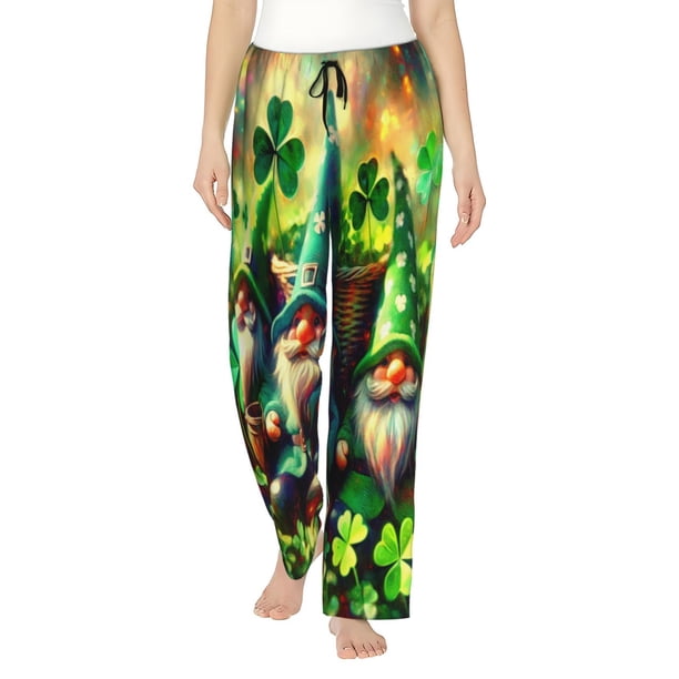 Fotbe St. Patrick's Day USA Flag Pantalones de Pijama para Mujer, Pantalones de Dormir, Pantalones Pj con Cordón y Bolsillos-X-Large