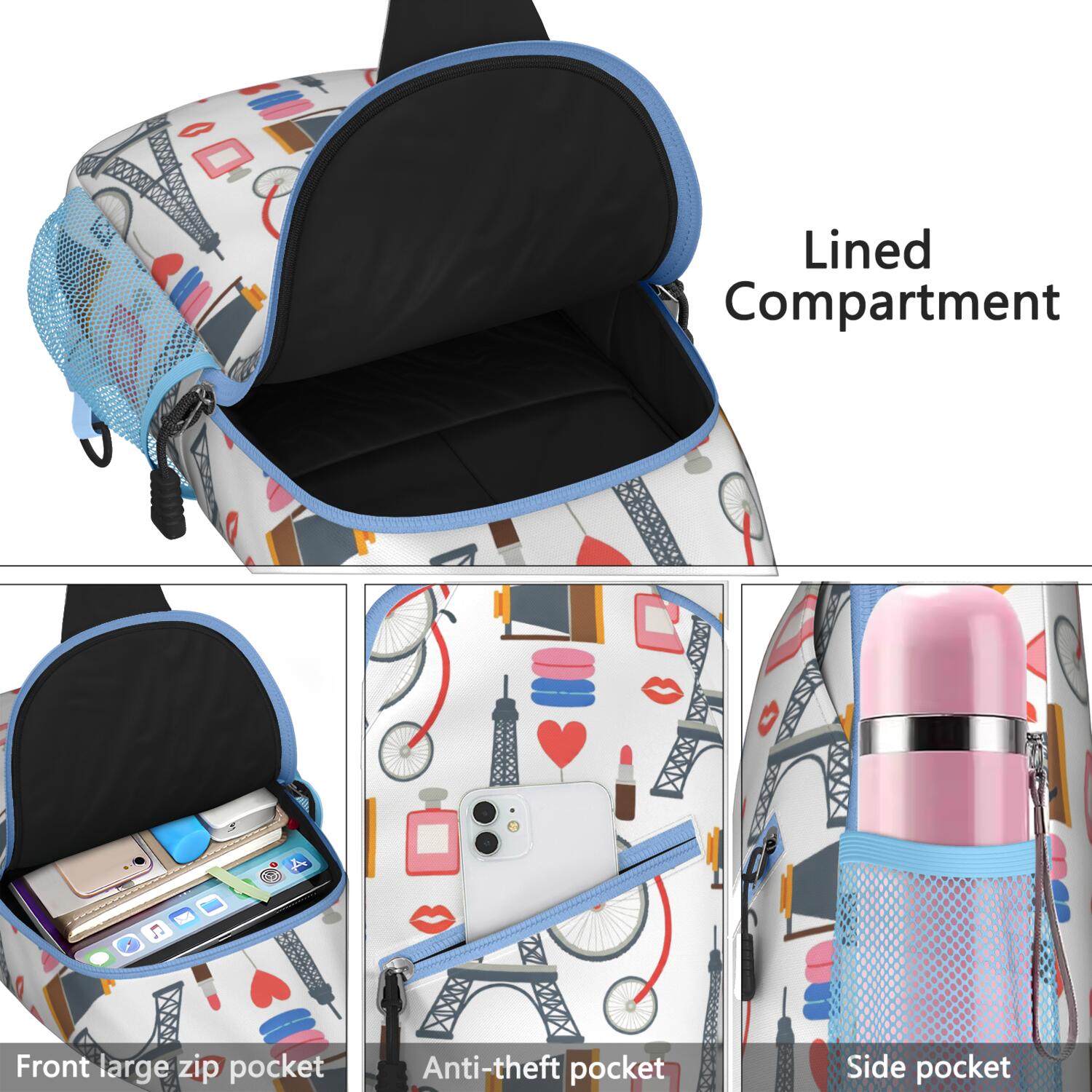 Sling Bag Tower Travel Sling Bag Casual Bag for Men Women