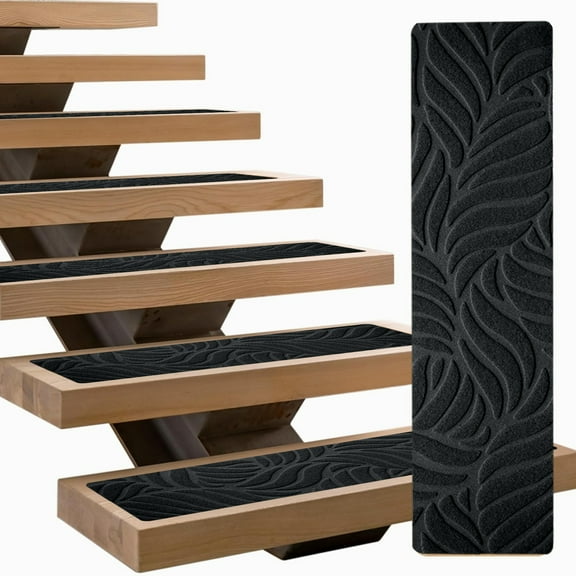 Non-Slip Stair Treads with Self-Adhesive Backing, Heavy Duty Polyester Carpet Stair Mats for Indoor Steps, Pet & Kld Safe Anti-Slip Rug, Pre-Cut Stair Runners for Home Safety