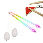 Multi-Sensory Musical Instrument Pack - Pyramid Drum Pad Red w/Rainbow Light Up Firesticks Drumsticks & White Egg Shaker Pair Hand Percussion
