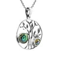thumbnail image 4 of Bountiful Tree of Life Abalone Shell Sterling Silver Round Pendant Necklace, 4 of 6