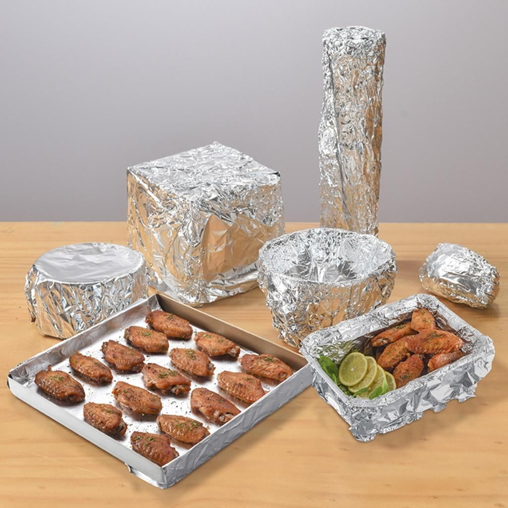 2 Rolls Multipurpose Aluminum Foil with Sawtooth Cut for Baking and Freezing