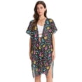 thumbnail image 2 of Beach Vacation Clothes Kimono Cardigan Loose Swimsuit Cover Up for Women Neon Guitar Star S, 2 of 6