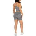 thumbnail image 2 of Casual Solid Spaghetti Strap Sleeveless Grey Womens Cami Top & Biker Shorts Set (Women's), 2 of 5