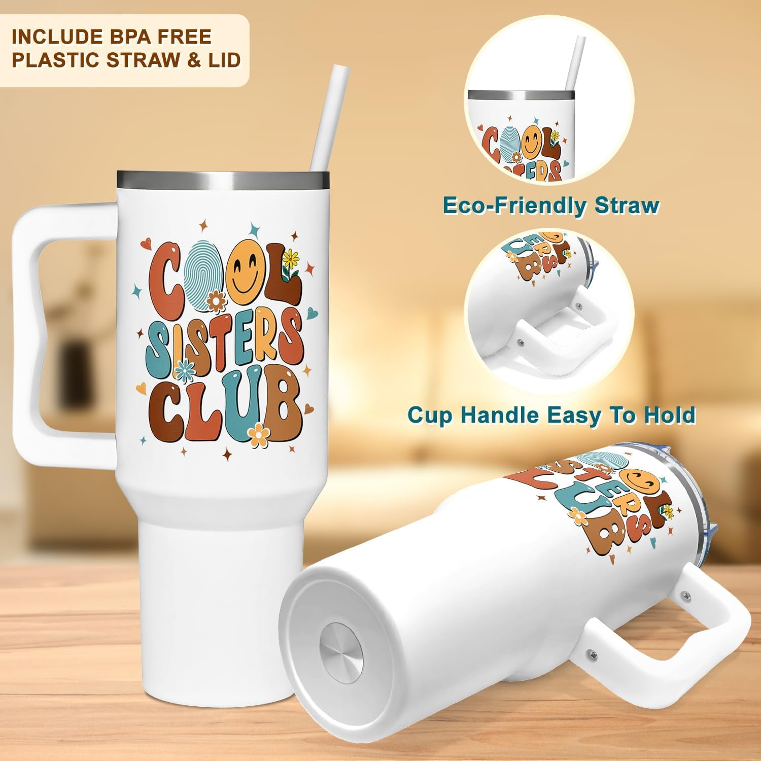 Sister Gifts - Mothers Day, Birthday, Christmas Gifts For Sister - Tumbler With Handle 40oz