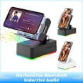 thumbnail image 3 of Induction Speaker, 5-in-1 Foldable Phone Holder, 1500mAh , Colorful LED Ambient Light, Tech Gadgets Gifts for Men Women, for Android Tablet, Black, 3 of 6