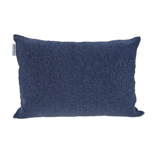 HomeRoots 402722 Shimmering Blue Beaded Luxury Throw Pillow