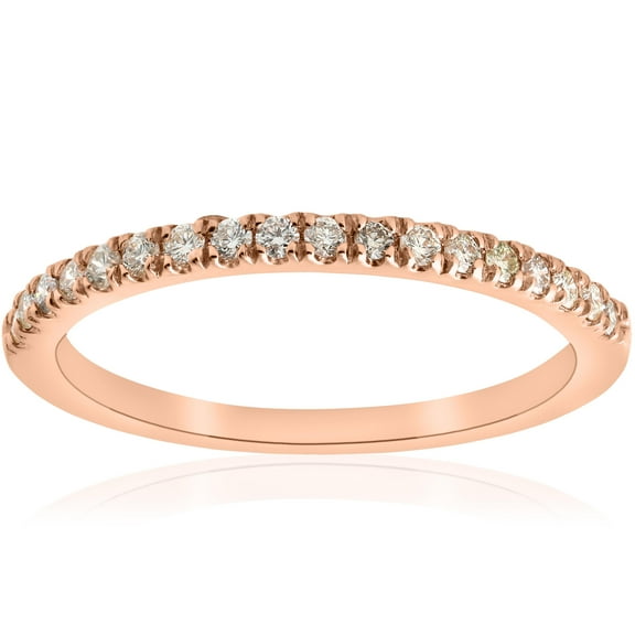 Pompeii 1/4ct Diamond Ring Stackable Engagement Womens Wedding Band 14K Rose Gold