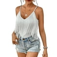thumbnail image 3 of Womens Western Cowgirl Top - Country Concert Outfits Festival Tassel Hem Boho Camisole Rave Tank Shirt White XL, 3 of 8