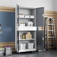 thumbnail image 3 of Magshion 73" Metal Garage Storage Cabinet with Locking Doors & Drawer, Adjustable Shelves for Home, Office, Grey White, 3 of 10