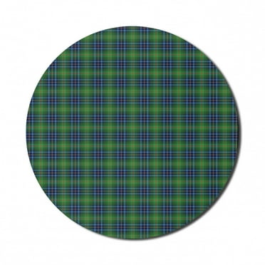 Plaid Mouse Pad for Computers, Grunge Looking Vibrant Colored Scottish Folkloric Pattern with Cultural Retro Design, Round Non-Slip Thick Rubber Modern Mousepad, 8" Round, Multicolor, by Ambesonne