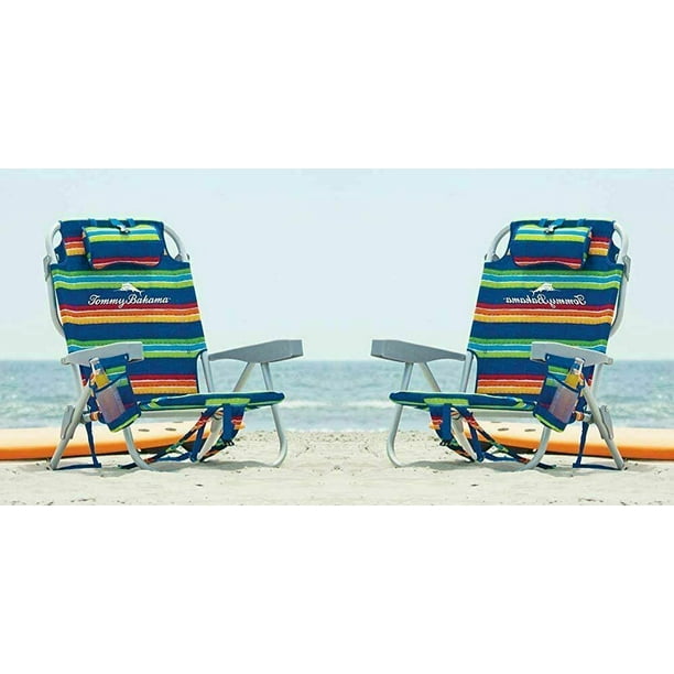 2 Tommy Bahama Backpack Beach Folding Deck Chair Blue Green Stripes 2020 Walmart Com Walmart Com