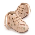 thumbnail image 3 of GYRATEDREAM Baby Boys Girls Frewalker Crib Shoes Infant Print Non-Slip Walking Shoes Toddler Soft Sole Bottom Shoes with Shoelaces Apricot for 0-18M, 3 of 8