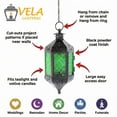 thumbnail image 5 of Hanging Moroccan Lamp Decorative Lantern with Chain for Indoor Home Decor, Outdoor Patio, Black Metal, Green Glass, 5 of 12