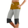 thumbnail image 2 of Clearance under 10$ Sevevn Women Solid Printing Elastic Waist Sports Casual Capris Pants With Side Pockets Savings Up to 30% Off Khaki L, 2 of 7