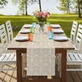 thumbnail image 4 of Beige Damask Table Runner 70 Inches Long,Vintage Country Scroll Floral Patterned Cotton Linen Table Runners Dresser Scarves,Fabric Tabletop Scarf Furniture Cover for Home Dinner Party 13"x70", 4 of 9