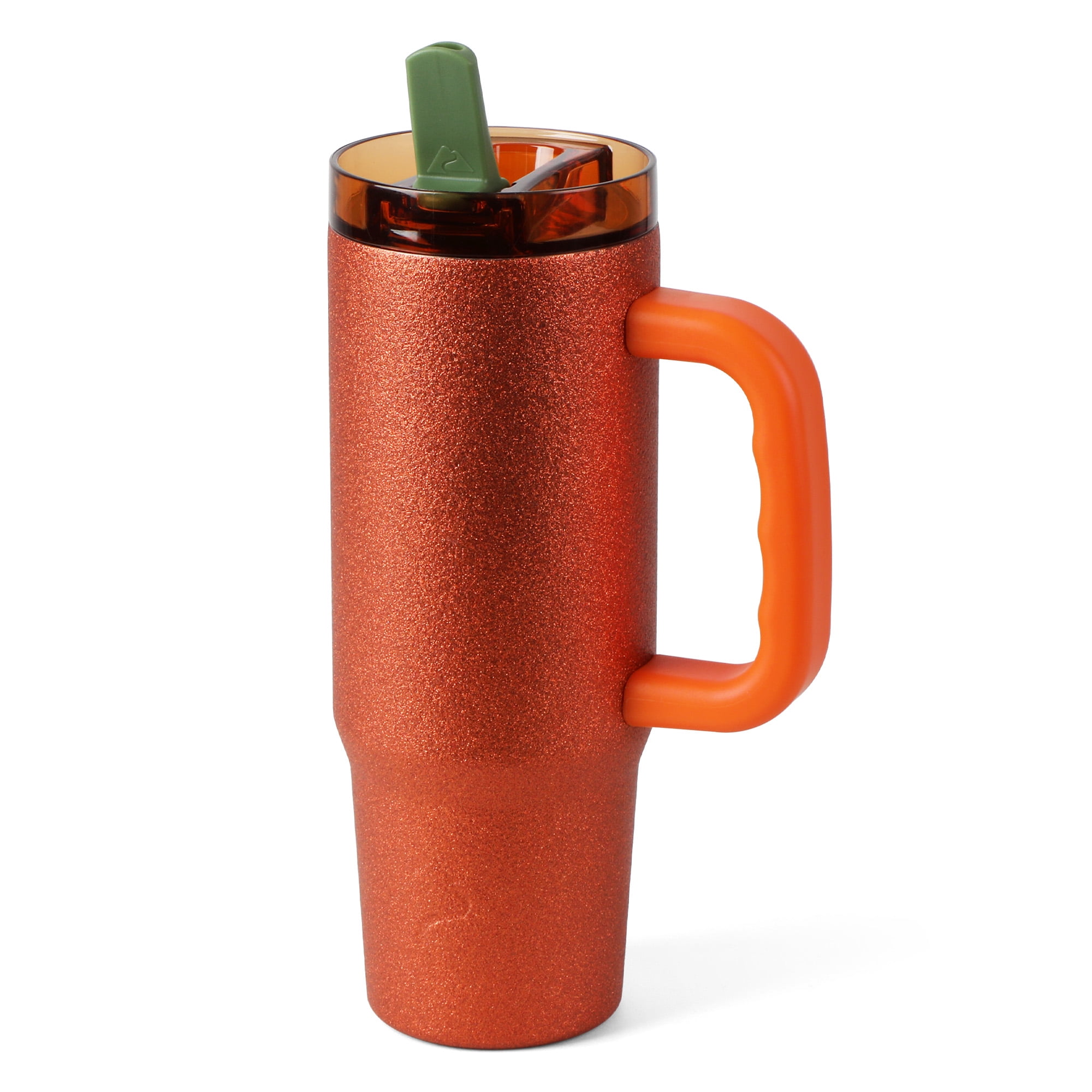 Ozark Trail 30 oz Limited Edition Stainless Steel Insulated Tumbler with Handle, Orange Glitter