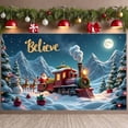 thumbnail image 4 of Snowy Theme Christmas Banner Golden Lettering Believe Banner Colorful Decor Santa Claus Pattern Holiday Banner for Christmas Party Home Decoration Holiday Celebration, 4 of 9