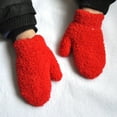 thumbnail image 6 of dianhelloya Children Kid Autumn Winter Warm Mittens Solid Color Full Finger Plush Gloves Light Pink, 6 of 8