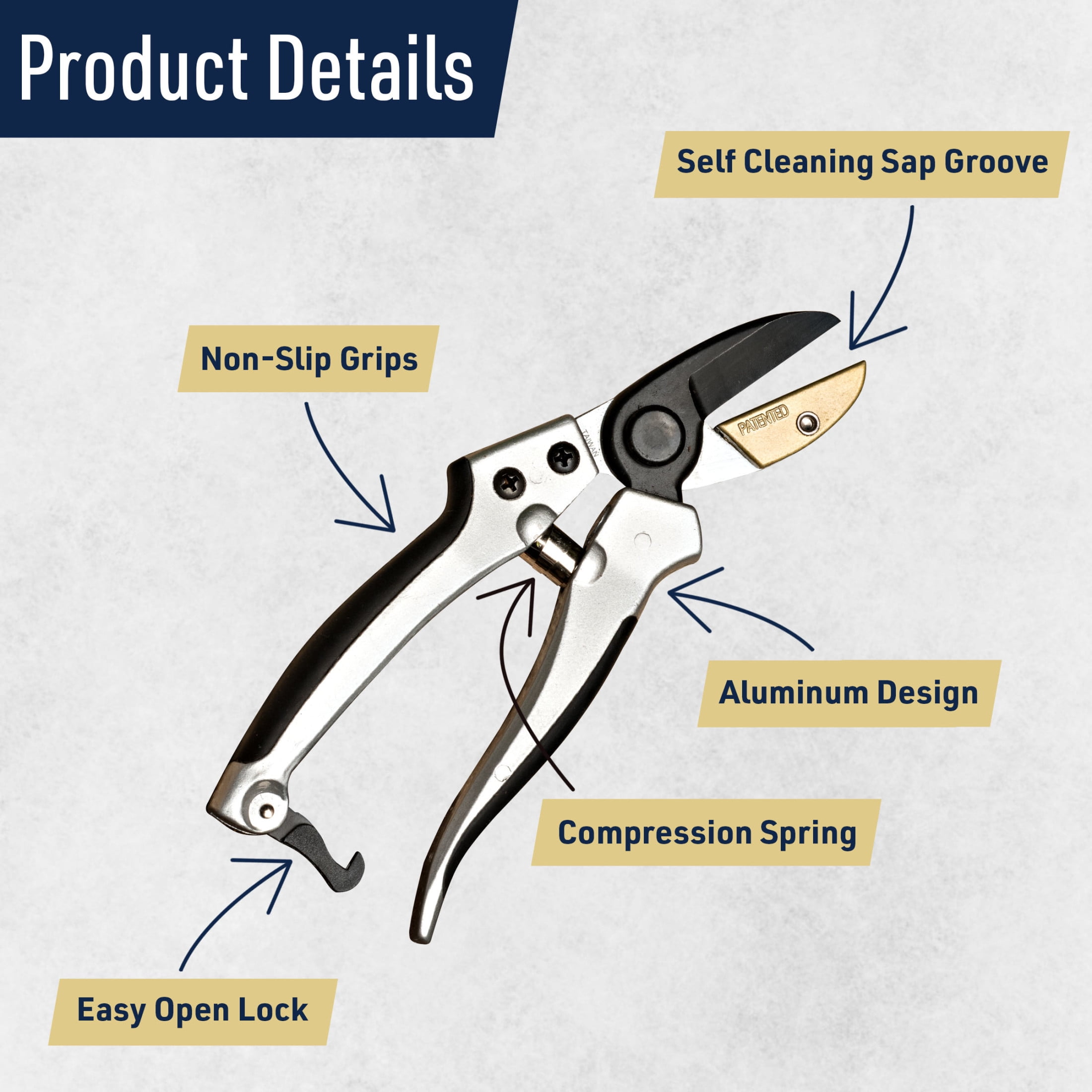 Kings County Tools 7.75” Heavy Duty Anvil Pruning Shears for Gardening - Small Branch Cutter