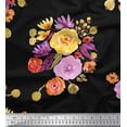 thumbnail image 1 of Soimoi Black Cotton Voile Fabric Leaves & Floral Print Fabric by Yard 56 Inch Wide, 1 of 1