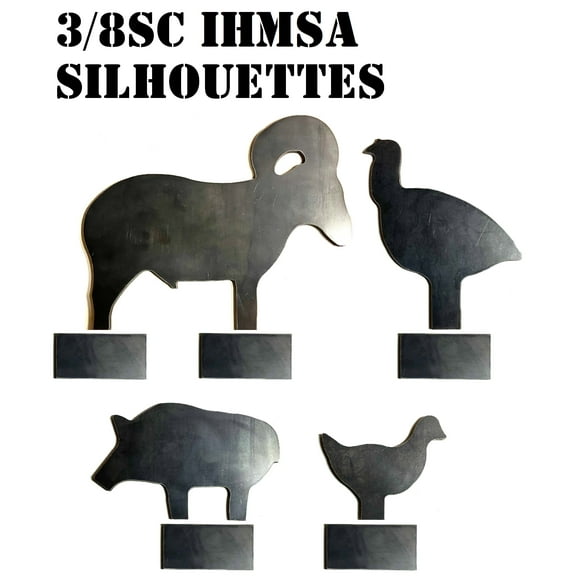 Magnum Target 3/8sc IHMSA Metallic Silhouette Targets - 4pc Small Bore Pistol Plates Not Welded - 38-4U-IHMSA