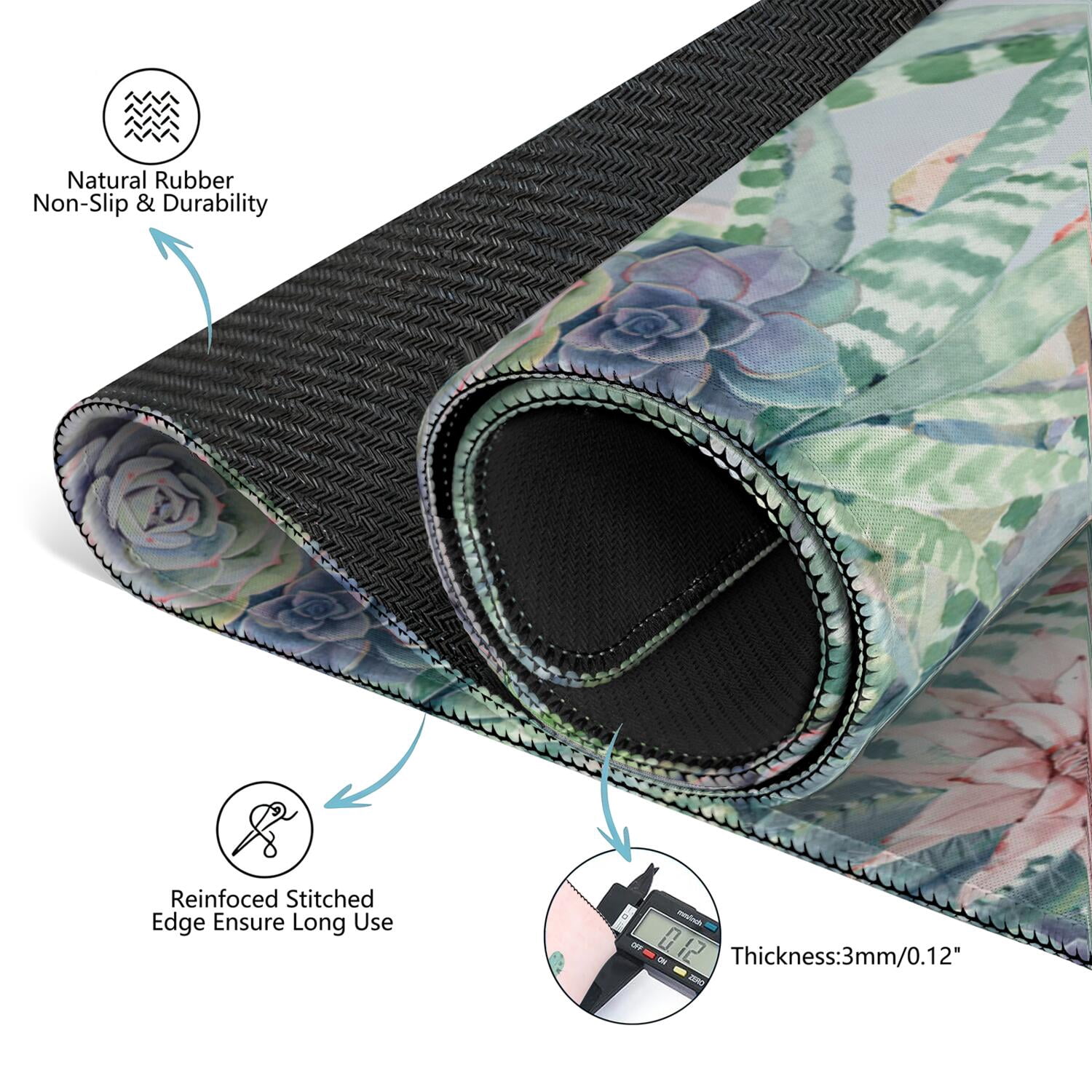 Square Botanical Style Mahjong Mat 31.5 Inches Crafted from Premium Rubber Featuring Anti-Slip Backing Grip and Noise Reduction Qualities for Multi-Game Table Protection