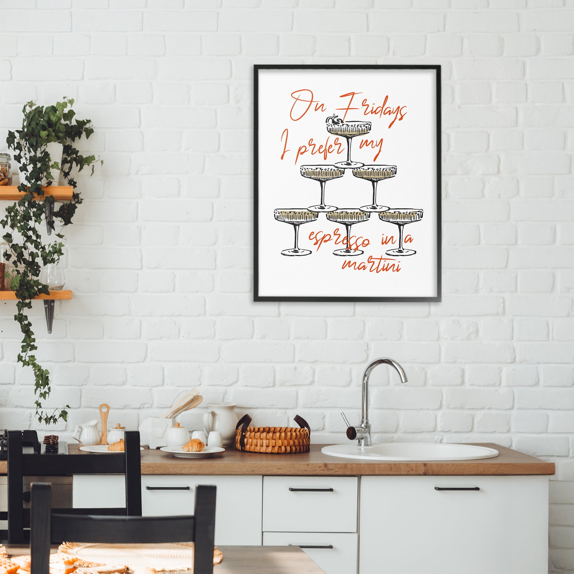Stupell Industries On Fridays Espresso Martini Black Framed Giclee Art, design by The Prints Vibe