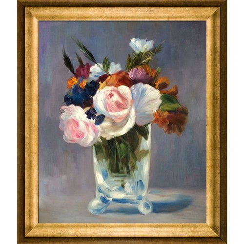 Tori Home Flowers In A Crystal Vase By Edouard Manet Framed